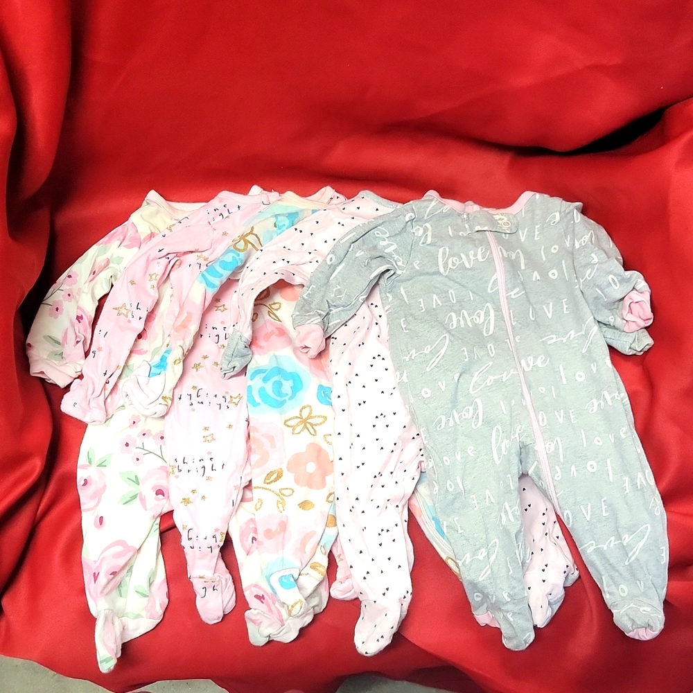NB Lot of 5 Gerber Zip Up Sleepers